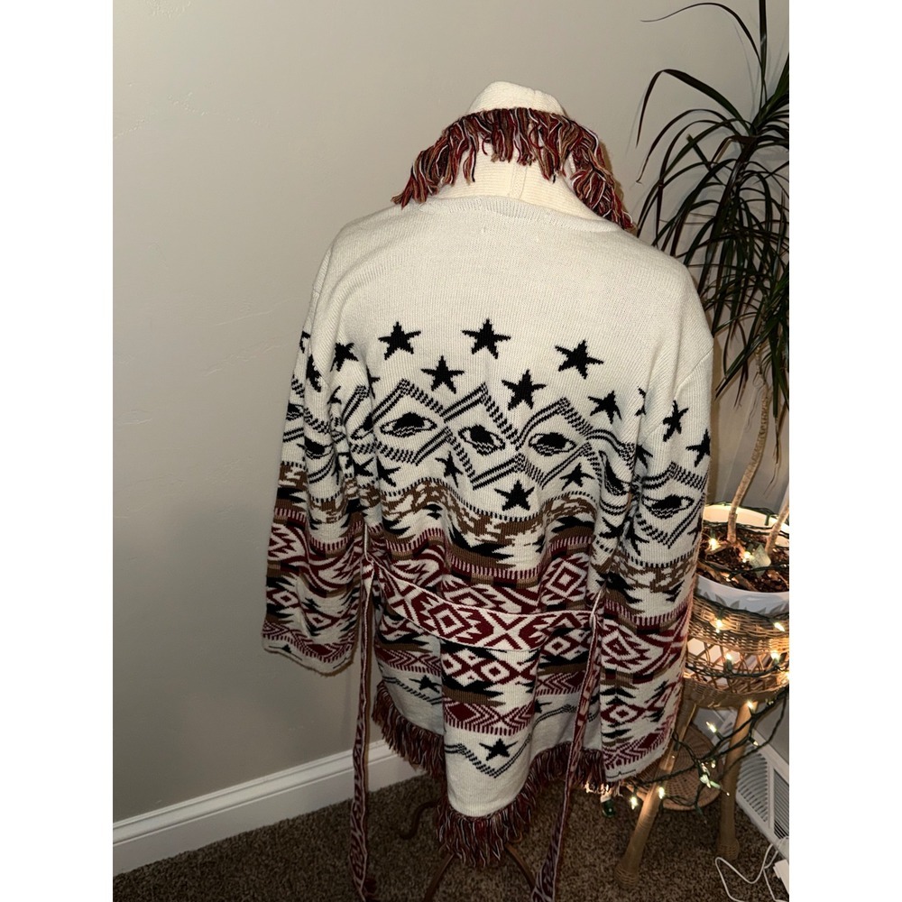 Scotch Soda Amsterdam Bohemian Aztec Star Fringe Kimono Cardigan Sweater - Picture 7 of 15